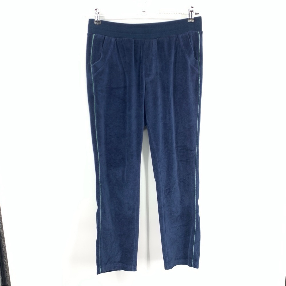 Marine Layer Women Size Medium Pants Blue Velour Velvet Slim Straight Pull On
